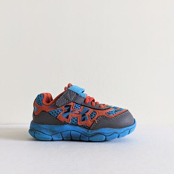 Under Armour Blue & Orange Sneakers Size 5 Elastic Laces Pull On Hook & Loop - Picture 1 of 8